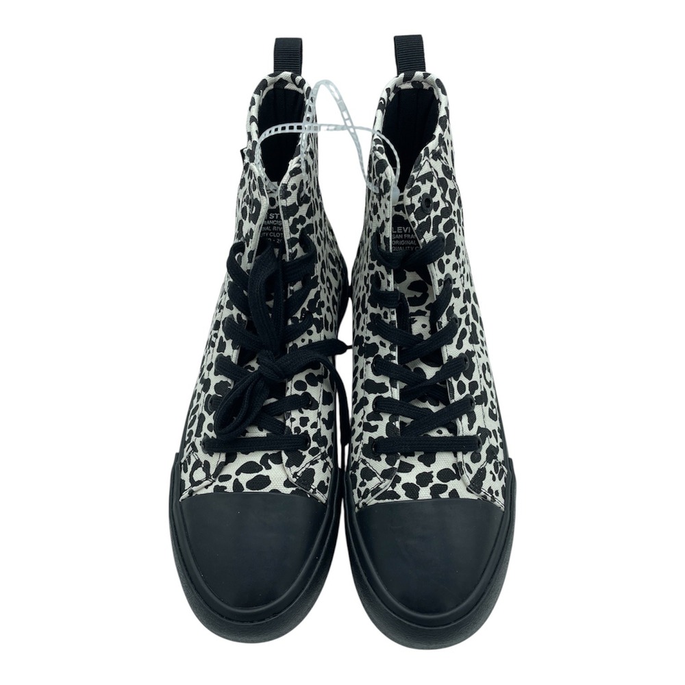 Levis Womens‎ High Top Sneakers Black White Leopard Print Canvas Shoes Size 8.5